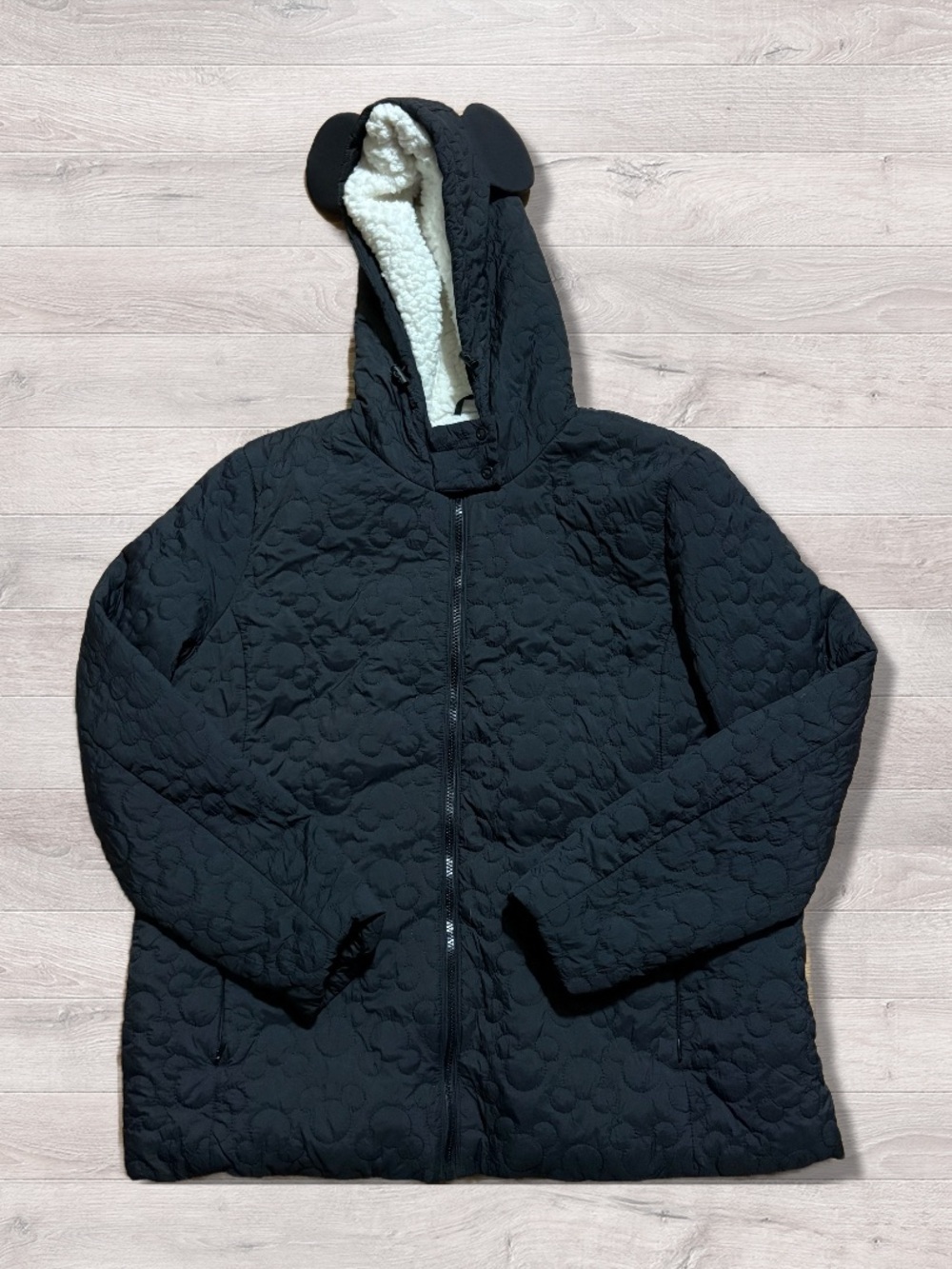 Disney Parks Quilted Black Mickey Mouse Sherpa Lined Jacket Women’s XL
